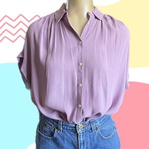Madewell Viscose Crop-Sleeve Button Up Blouse